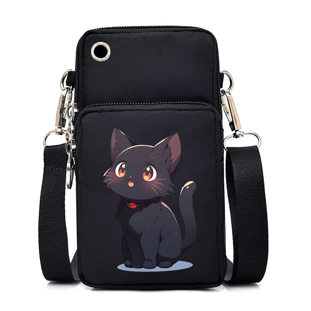 Women Mini Mobile Phone Bag Cartoon Craze Cat Print Purses and Handbags Anime Animal Kitten Men Tote Bags Small Crossbody Bags