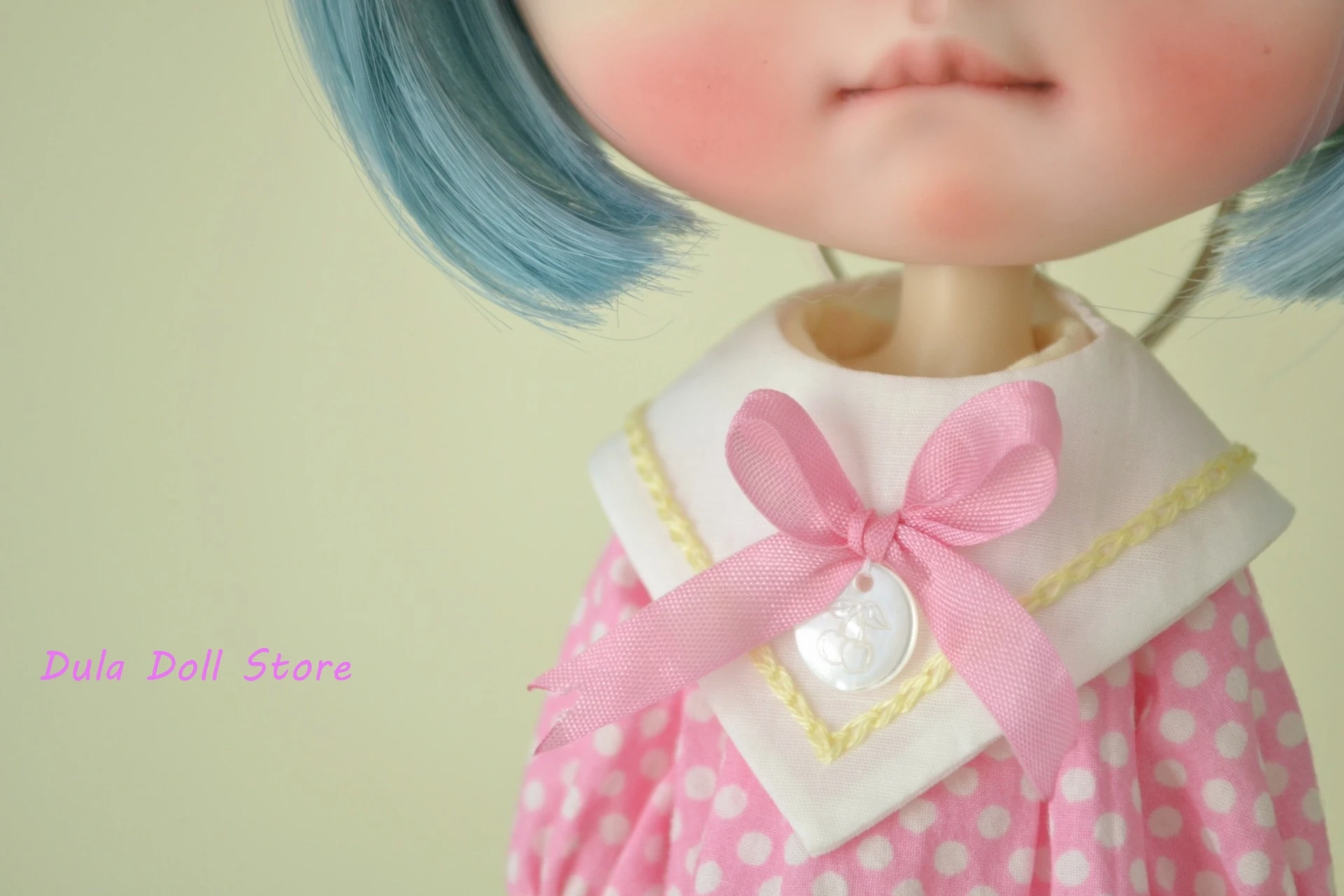 Dula Doll Clothes Dress Pink polka dots and floral skirt Blythe Qbaby ob24 ob22 Azone Licca ICY JerryB 1/6 Bjd Doll Accessories