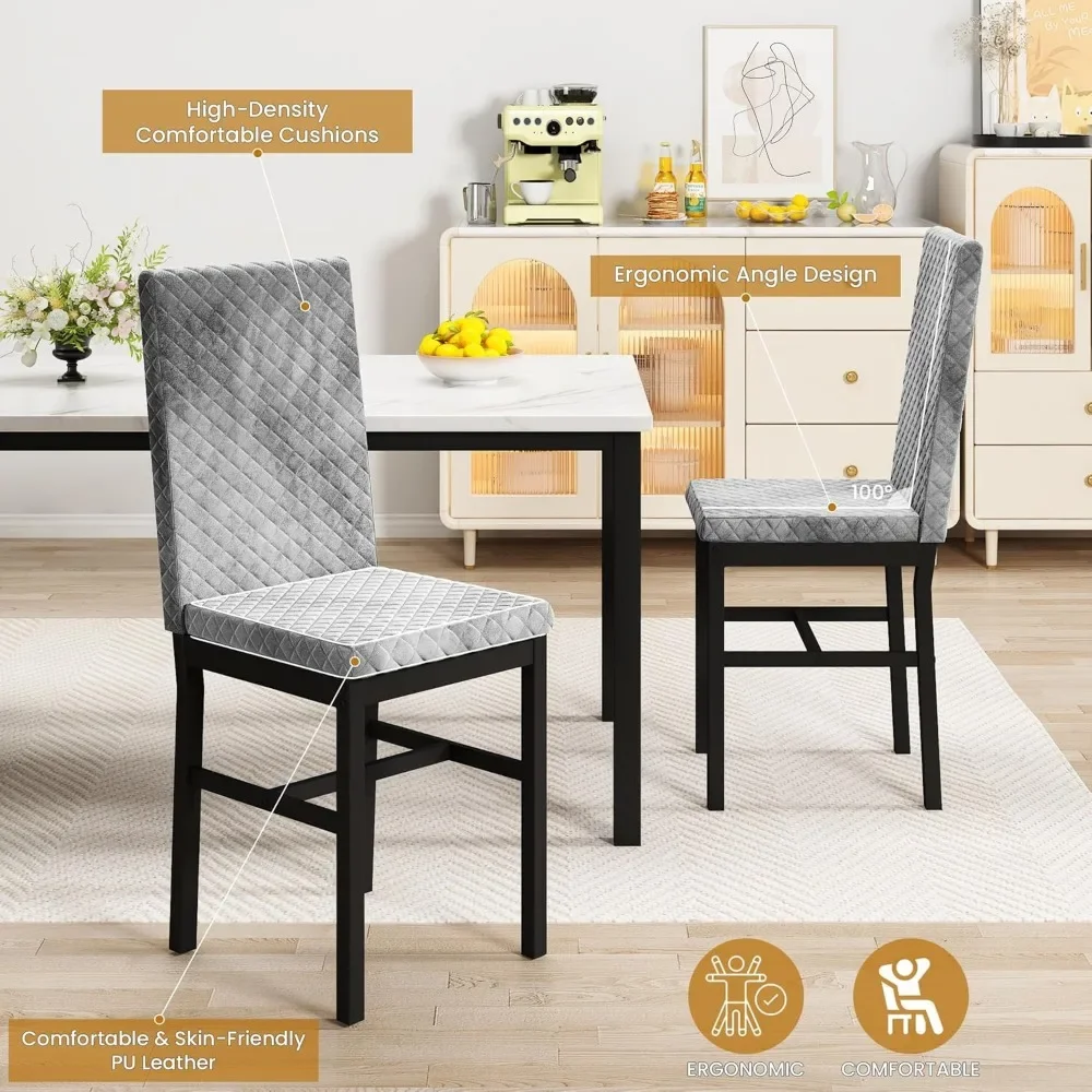 Dining Table Set for 4,Kitchen Table and Chairs Set of 4,Upholstered Velvet Chairs,Dining Room Table Set for Kitchen Dining Room image 5