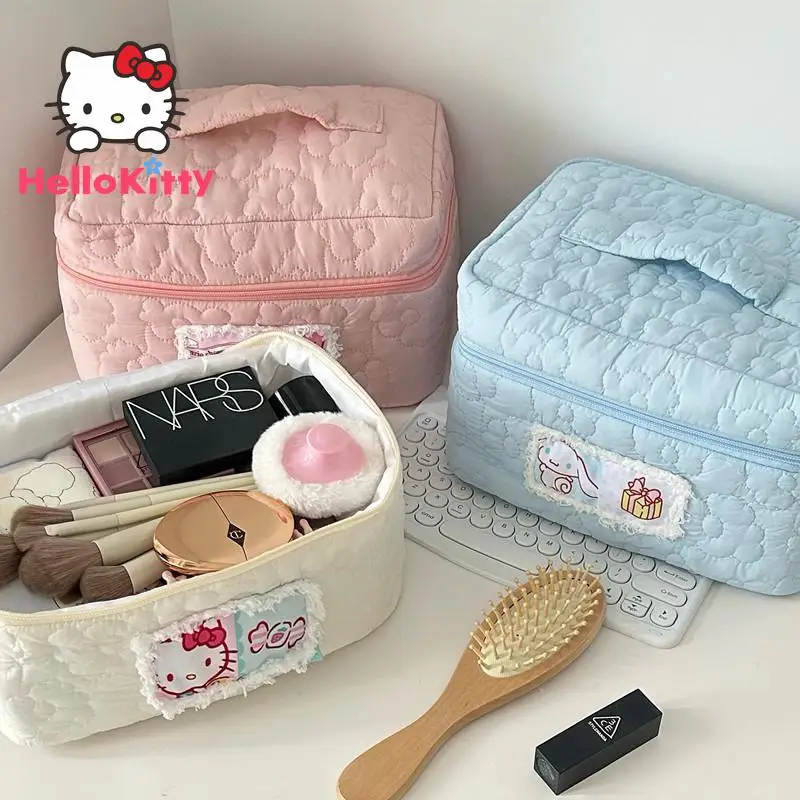 Sanrio Kawaii Hello Kitty My Melody Cinnamoroll Cosmetic Bags Girly Large Capacity Portable Travel Makeup Storage Toiletry Bag