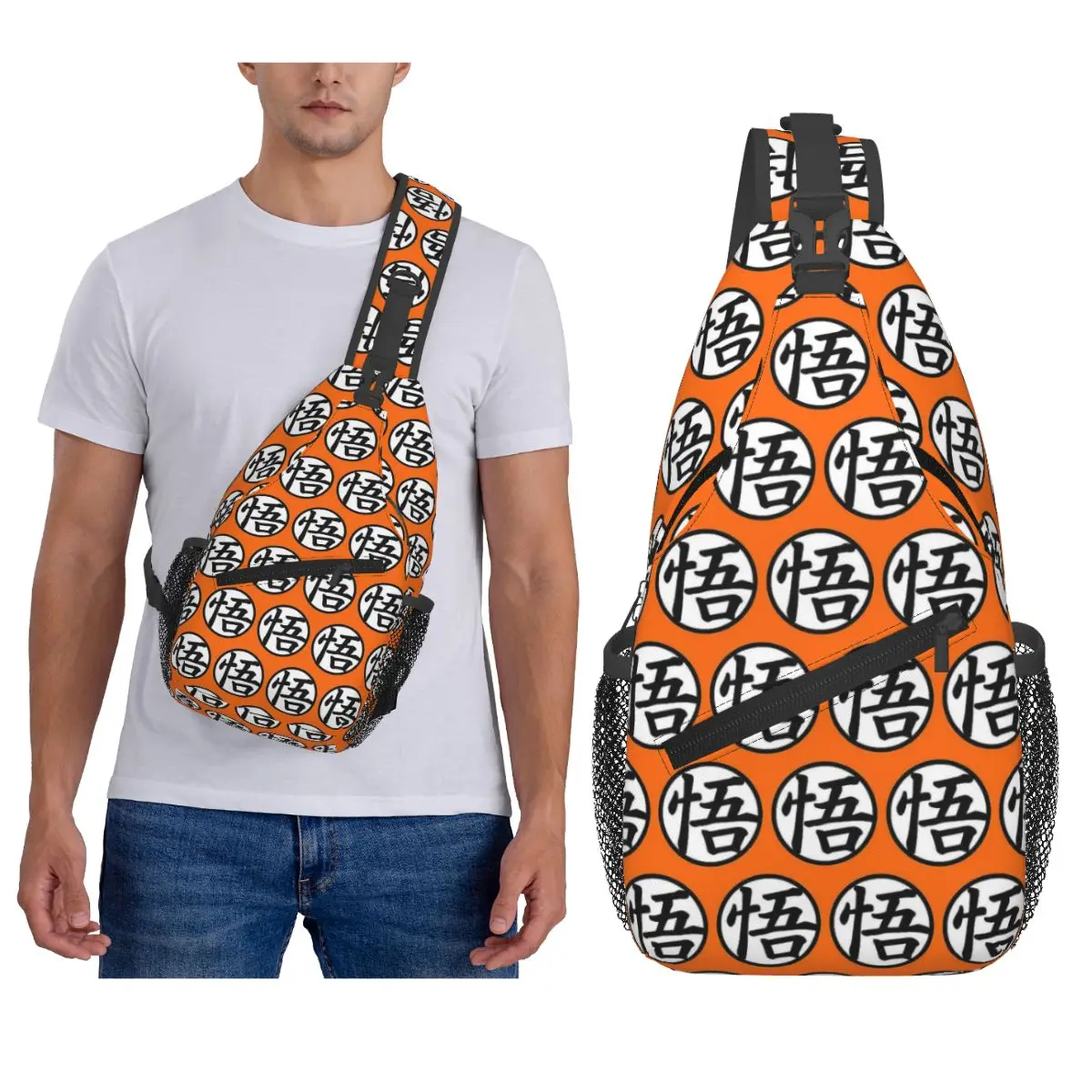 

Cartoon Anime G-Gokus-S Symbol Chest Bag Men Sling Crossbody Backpack Chest Bag Traveling Hiking Daypack Shoulder Bag
