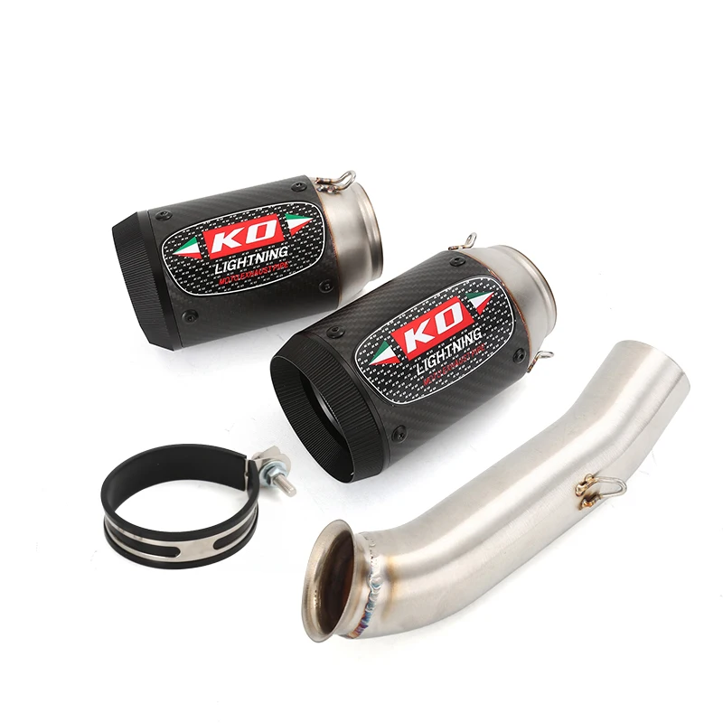 Motorcycle Exhaust System Mid Link Pipe Carbon Fiber Muffler 51mm Slip On Modified For Duke 125 200 250 390 RC390 2017-2020