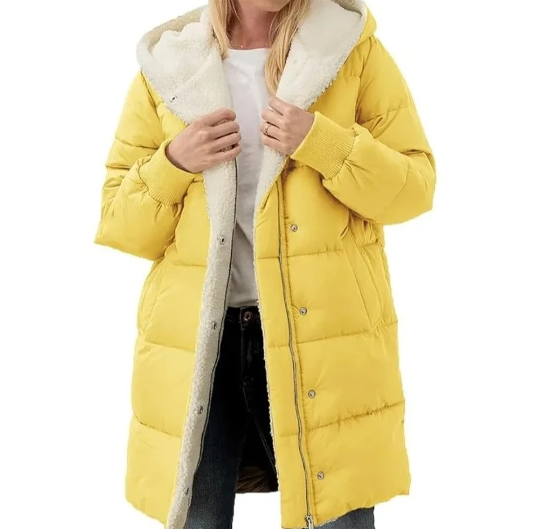 

Womens Winter Warm Coats Fleece Lined Long Hooded Puffer Jacket