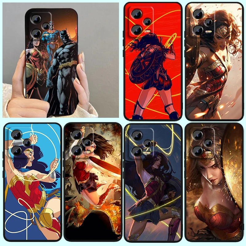 Movie Wonders Womans Hero For Xiaomi Redmi Note 13 12R 12 12S Turbo 11 11T 11S 10 10S Pro Plus 5G Black Funda Phone Case