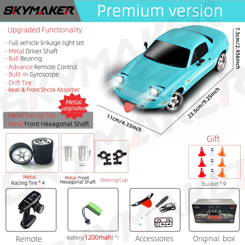 LDRC 1/18 RC Drift Auto LD1804 Mazda MX5 2.4GHz met ESP Gyro LED Verlichting Volledige Schaal Skymaker RC Speelgoed racewagens Voor Kinderen Speelgoed Cadeau