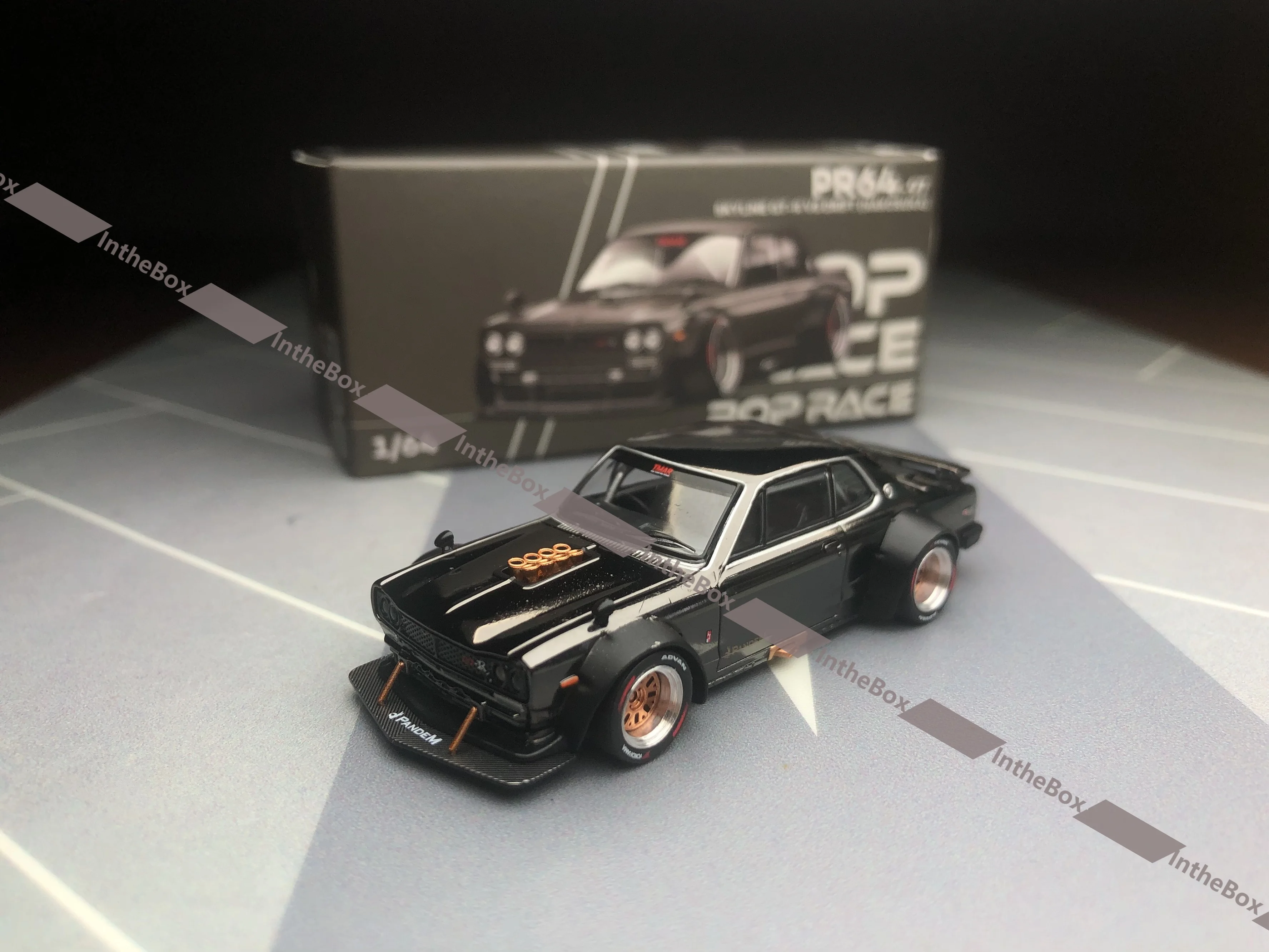 Pop Race 1:64 Skyline GT-R V8 Drift (Hakosuka) Dark Chrome Car Diecast Metal Car Collection Limited Edition Hobby Toys