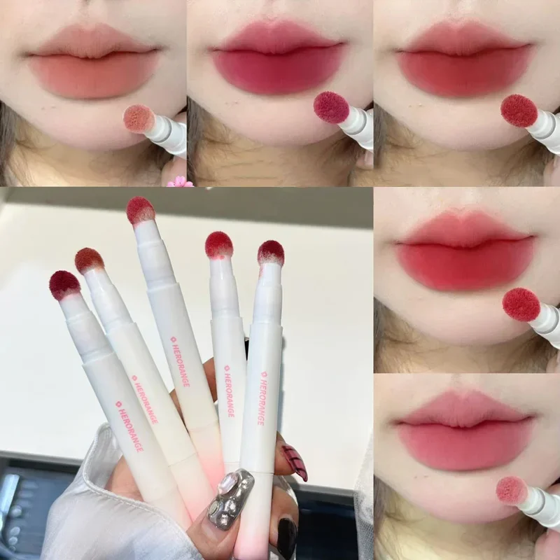 Flüssiger Lippenstift mit Kissenapplikator, samtmatter Lipgloss, feuchtigkeitsspendend, cremig, weich, flüssiger Rouge-Lippenstift, Mehrzweck-Make-up