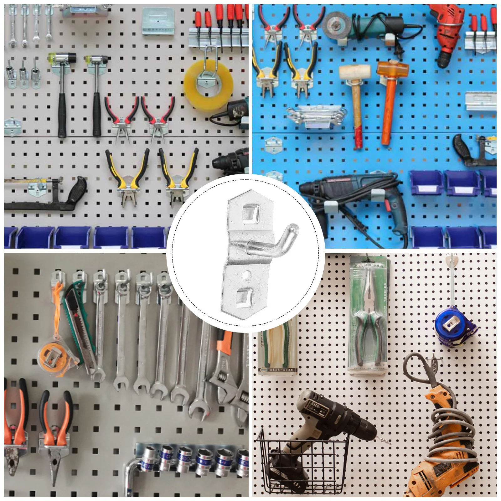 

10Pcs Metal Pegboard Hooks Strong Loop Holders for Tools Key Necklace Kitchenware Pegboard Organizer Storage Accessory Utility