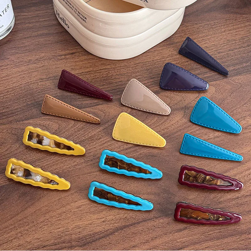 

Ins Hot Sale Retro Geometry Color Duckbill Clip Simple Fashion Acetate BB Clip High End Waterdrop Edge Clip Hair Accessories