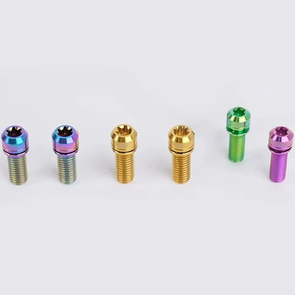 1 PC Various Color A2 M6 x10 12 14 17 19 25 30 35 40 55 GR5 Titanium Alloy T30 Torx Cap Head With Washer Bolt Screw For Bike DIY