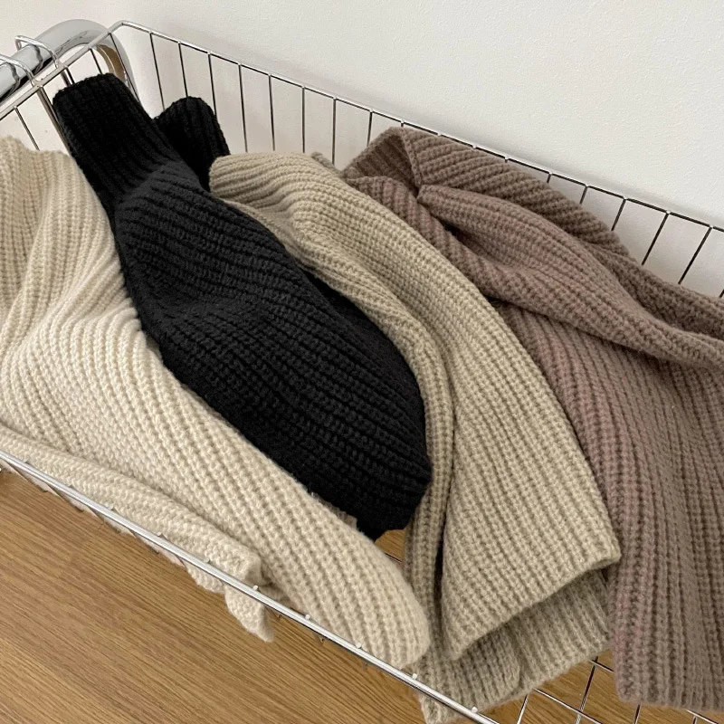 Spring And Autumn Korean Version With Solid Color Warm Head Scarf Neck High Neck Split Scarf Knitted With Wool Knitted Neck