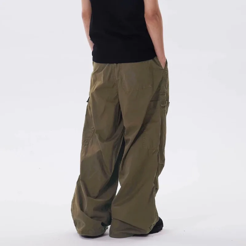 OR FL Pull Rope American Parachute 100 Cotton Women Cargo Trousers Trendy Brand Retro Baggy Short Stature Slacks Wide Leg Pants