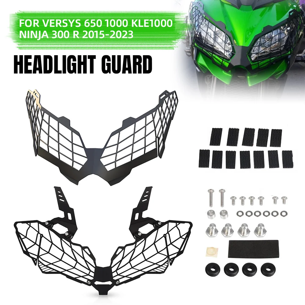 Headlight Grille Protector Cover For Kawasaki Versys 650 1000 KLE1000 Ninja 300 R 2015 2016 2017 2018 2019 2020 2021 2022 2023