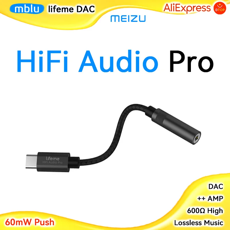 Original Meizu Mblu Lifeme HiFi Audio Pro Earphone Adapter Amp Independent DAC Chip 600Ω Impedance 60mW Max Thrust Cute Portable