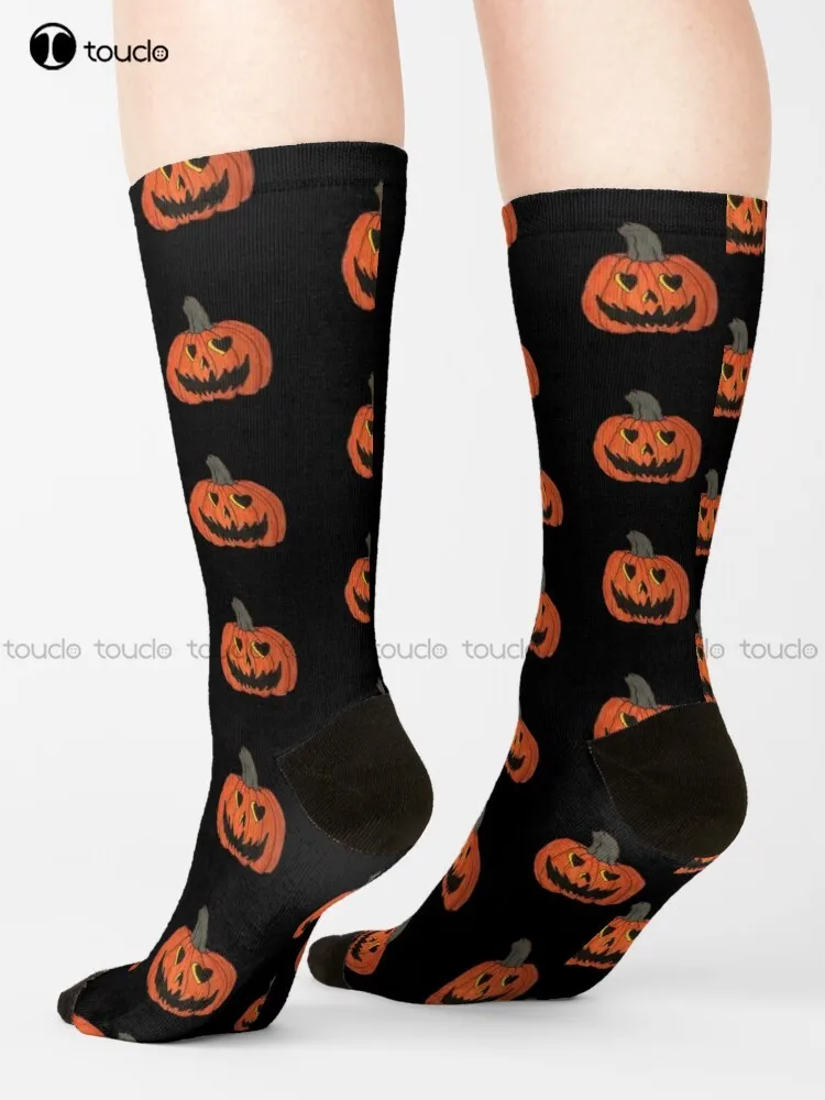 Pumpkin Love Socks Halloween Socks Women Funny Art Streetwear Colorful Cartoon Socks Christmas New Year Gift Unisex Adult