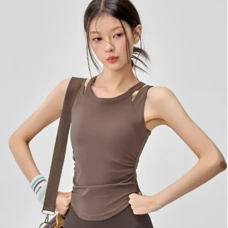 Vest women's summer outer wear 2026 new sleeveless inner wear slim fit bottom shirt wide shoulder suspender round neck top thin