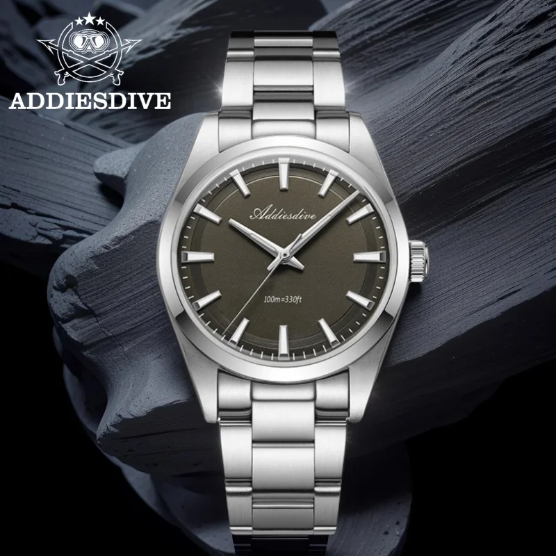 ADDIESDIVE Hot Sale Men\'s Watch 10Bar Waterproof VH31 BGW9 Super Luminous 316L Stainless Steel Quartz Watches Relógio Masculino