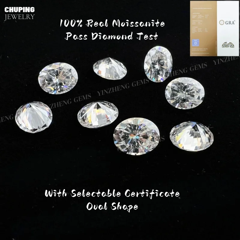 

Oval Shape Moissanite Loose Stones 6A Grade D Color VVS1 Moissanita Pass Diamond Test Provide GRA Certificate For Jewelry Making