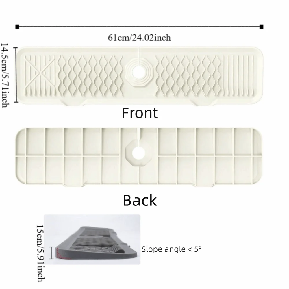 Pelindung Keran Silikon Desain Miring Alas Pengering Wastafel yang Dapat Diperpanjang Pelindung Wastafel Lipat Lembut untuk Toilet Umum
