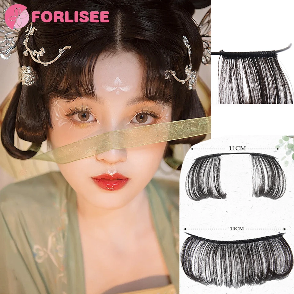 

FORLISEE Synthetic Hanfu Wig Female Costume Opera Forehead Bangs Performance Shooting Ancient Style Natural Fake Bangs Headdress