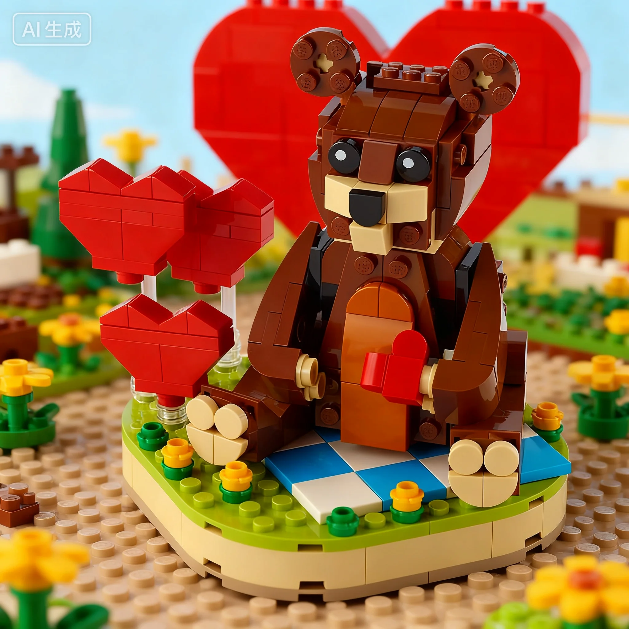 Lego Block tête carrée série 40462 saint valentin petit ours garçons et filles Puzzle blocs de construction jouet cadeau