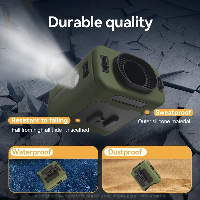 Socool 10000mAh Waist Fan Portable Handheld Hanging Neck Fan Ultra-Strong Wind with Phone Charging LED Light for Outdoor Working