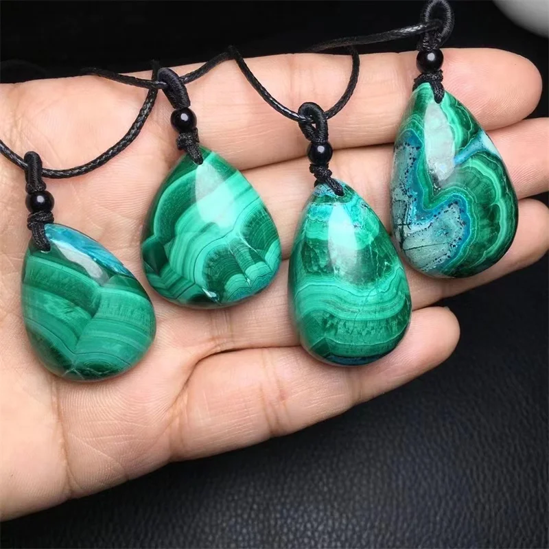 Natural Chrysocolla Teardrop Pendant Women Men Jewelry Fashion Big Water Drop Green Malachite Necklace 1PCS