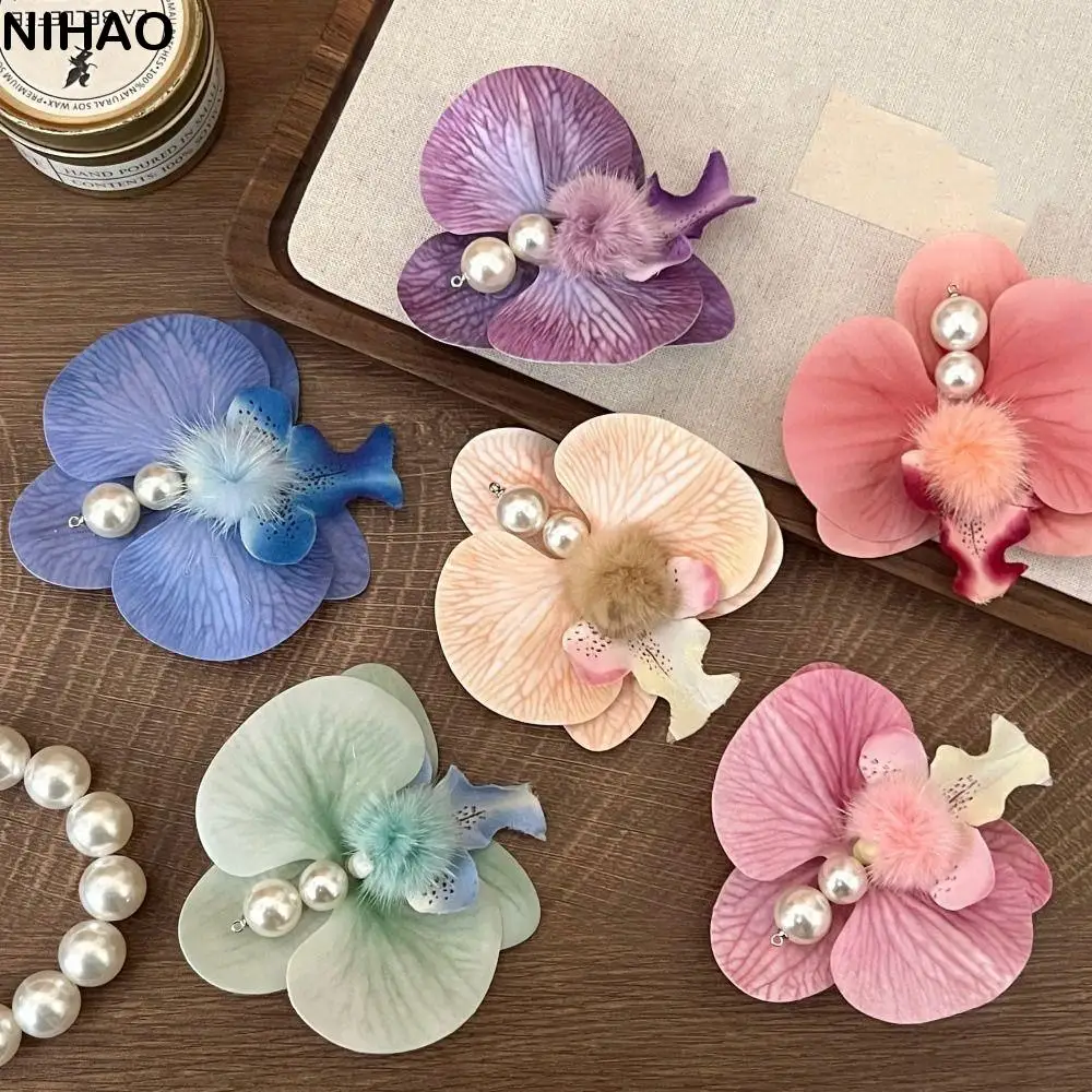 

Pearl Orchid Flower Hairpin Korean Style Butterfly Orchid Seaside Vacation Headwear Sweet Hair Accessories Bohemia Barrettes