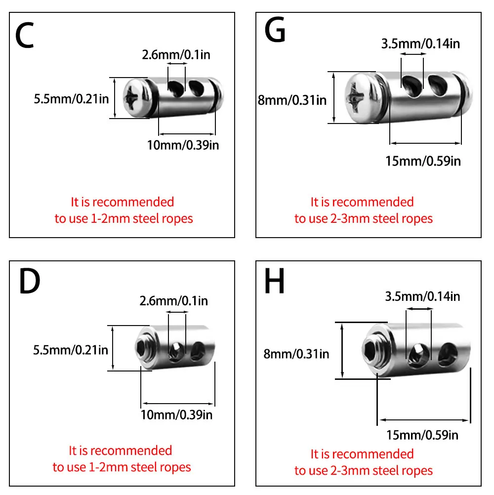 1-4mm Stahlseilklemme, verstellbare Teleskop-Kabelklemme, Befestigungszubehör für Hängelampen und Topfpflanzen – Detail 2