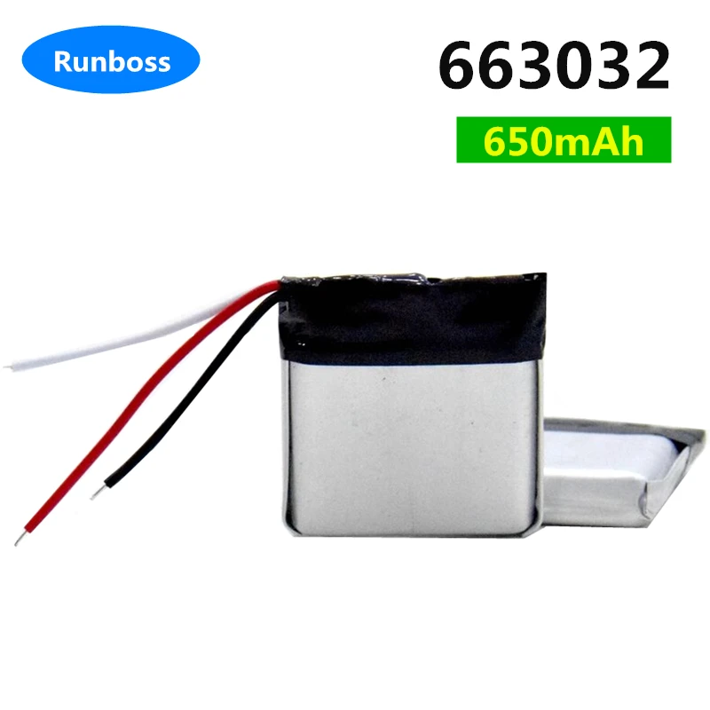 663032 3.7V 650mAh 3 Wires Built-In Polymer Lithium Battery Applicable To Smart Children'S Watch Smartphone Toy GPS MP3 MP4 PDA