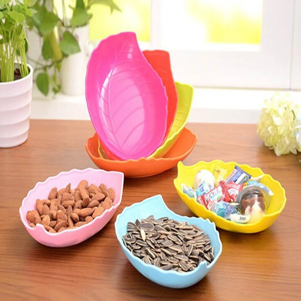 

Green 18*13*5Cm Leaf Shape Bpa-Free Pp Fruit Plate Tray For Fruits Candies Chocolates Drain Holes Plastic Bowl Kitchen