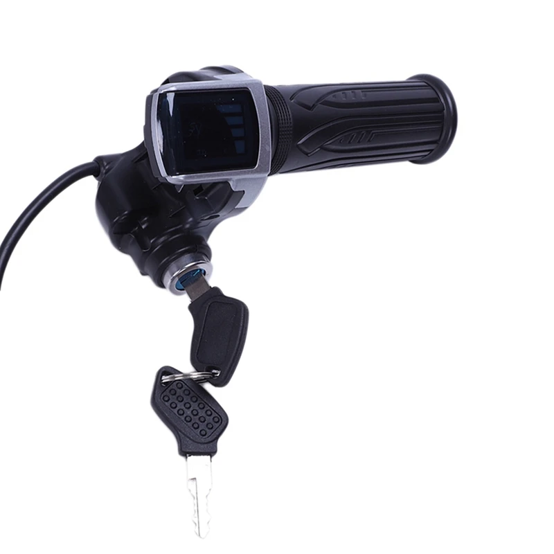 3X 36V Universal Electric Bicycle Throttle Handle With Leddisplay Indicator Speed Power Display Key Lock