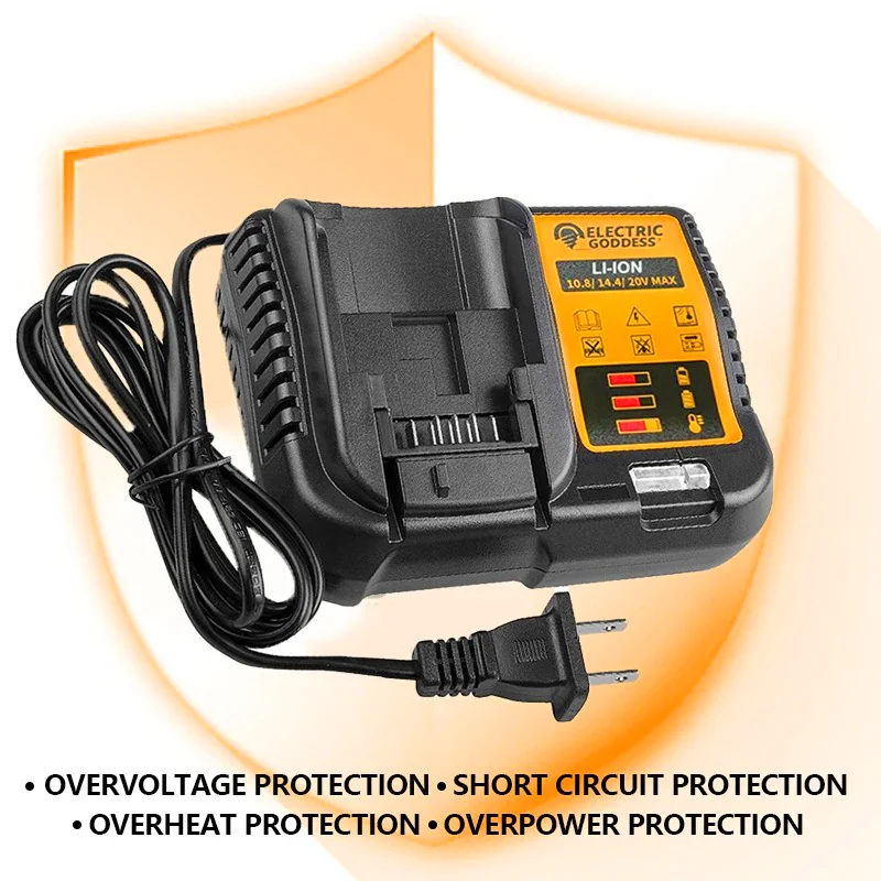 Electric Goddess Lithium Battery Charger With LED Display For Dewalt 20V Battery Pin 10.8V 14.4V 20V Battery Charger