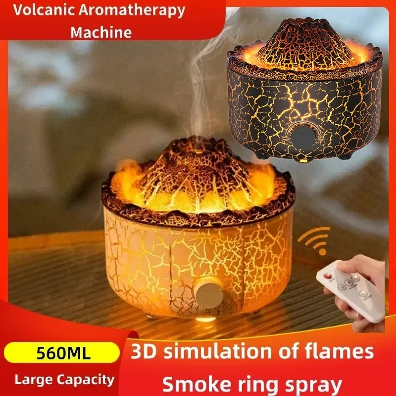 

Volcano Humidifier Aromatherapy Essential Oil Diffuser, 560ml Ultrasonic Cool Mist Diffuser Gift for Bedroom,Office,Home, Timer