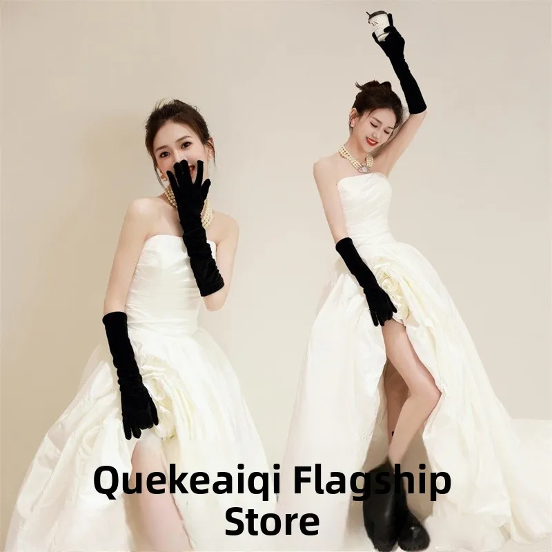 

New Morning Robe Wedding Dress Elegant Off-Shoulder Light Bridal Gown Travel Photography Evening Gown Main Dress Polyester Fiber