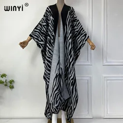 WINYI 2024 Africa Wave jacquard print catwalk boho Winter cardigan woman kimono party dress Female abaya outfits for women coat