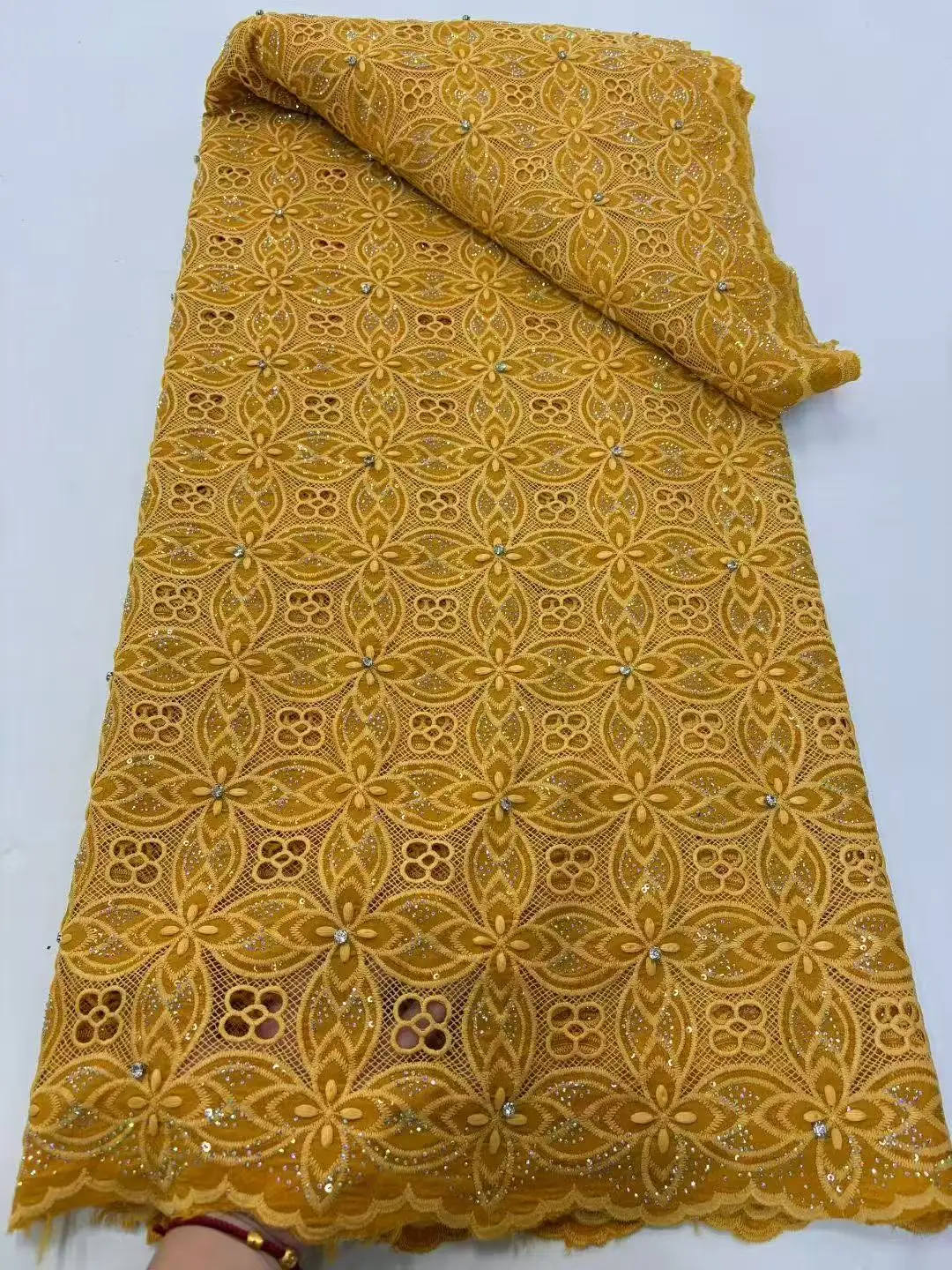 

New African Guipure Cord Lace Fabric 2026 New High Quality Nigerian Water Soluble Lace Fabrics 5 Yards For Wedding Dresses Party