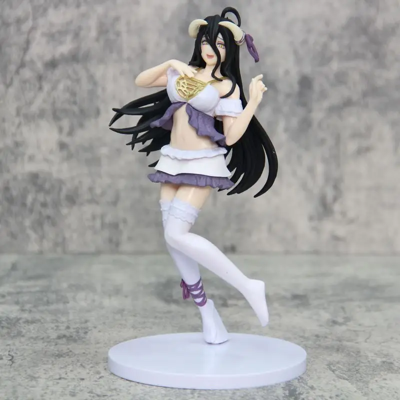 19cm Overlord Standing Anime Figure Albedo Pvc Action Figure Sexy Girl Ainz Ooal Gown Figurine Collectible Model Toys Kid Gift