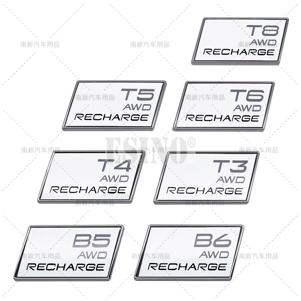 Car Styling 3D T3 T4 T5 T6 T8 B5 B6 AWD Recharge Metal ABS Adhesive Trunk Emblem Badge for Volvo XC40 XC60 XC90 V60 V90 S60 S90