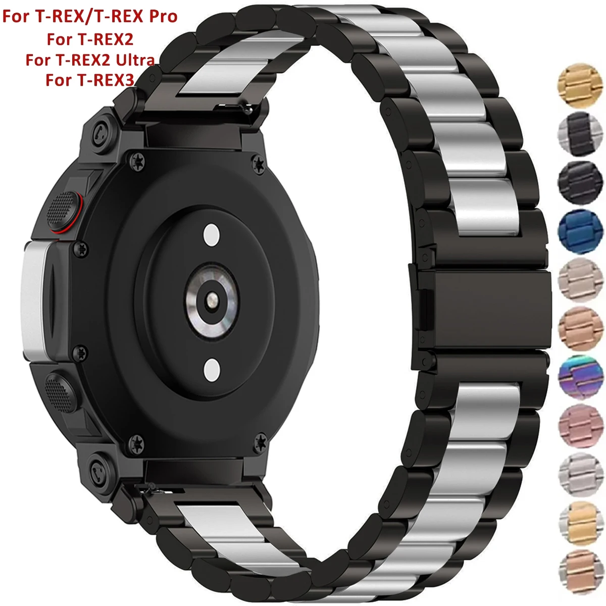 Para amazfit t rex 3 pulseira de aço inoxidável para amazfit t rex pro/t-rex pulseira de metal amazfit t-rex 2 cinta amazfit tex bandas