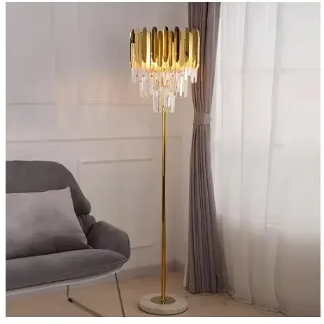 

led e14 Postmodern Art Deco Stainless Steel Crystal Marble Golden LED Floor Lamp Floor Light For Bedroom