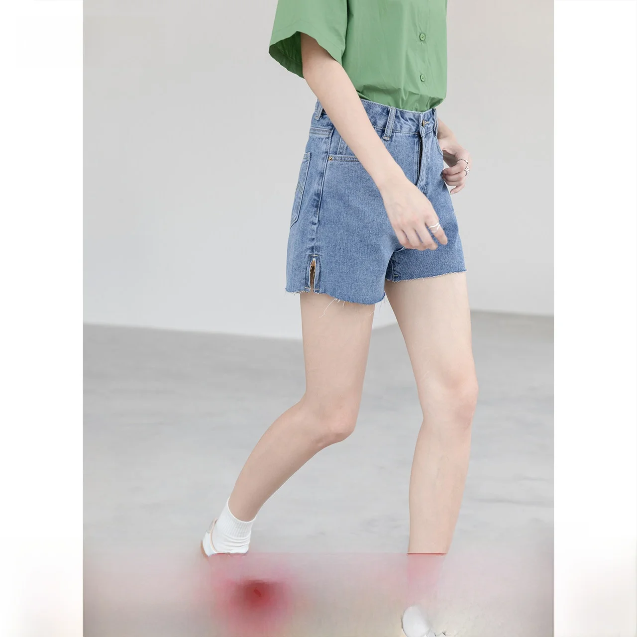

High Waist Straight Leg ort Jeans Women's Summer Sweet And Spicy Sle Wide Leg A-Line orts