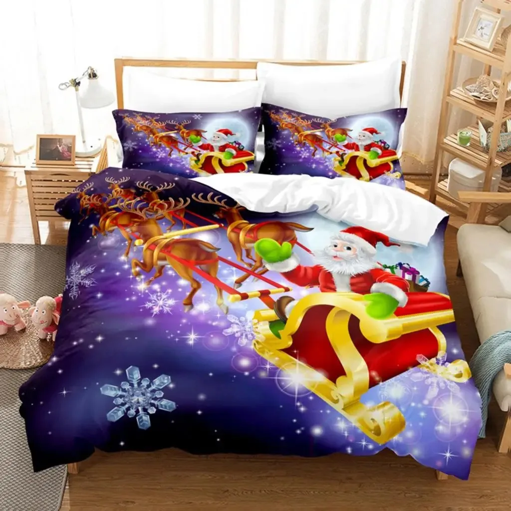 Christmas Duvet Cover Set Santa Claus Elk Children Bedding Set Holiday Gifts for Bedroom Decoration Queen King Full Size