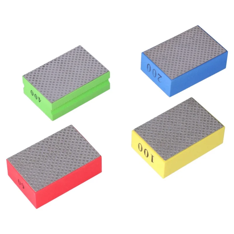 

4Pcs Diamond Hand Polishing Pads For Tile Stone Trimming Deburring 60# 100# 200# 400# Grit