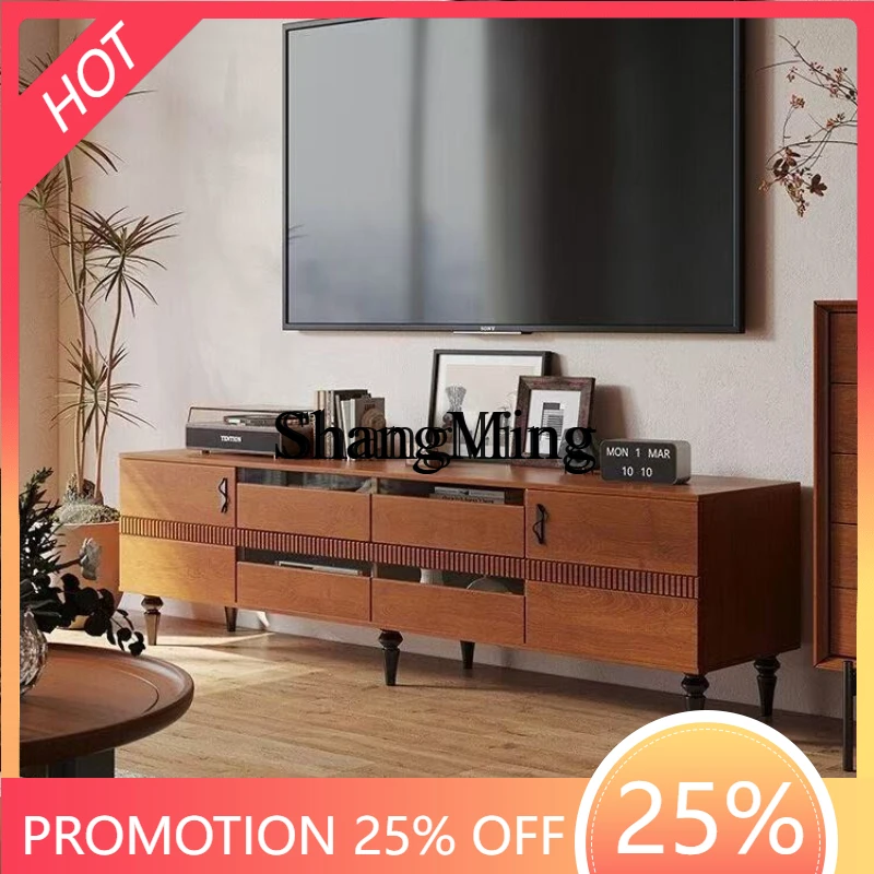 

SM new medieval TV cabinet living room home retro TV cabinet solid wood floor bedroom floor cabinet
