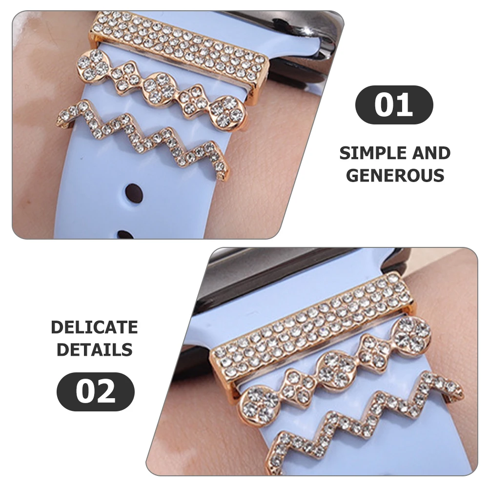 

3pcs Watch B Charms Bling Decorative Rings for Women Loop Compatible Watch Accessories Smart
