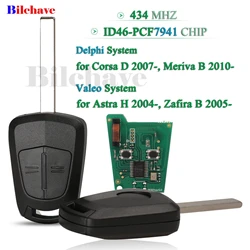 jingyuqin Remote Key 433Mhz ID46-pcf7941 Chip for Opel /Vauxhall Astra H 2004-2009 Zafira B 2005-2013 Corsa D 2007-2012 Meriva B