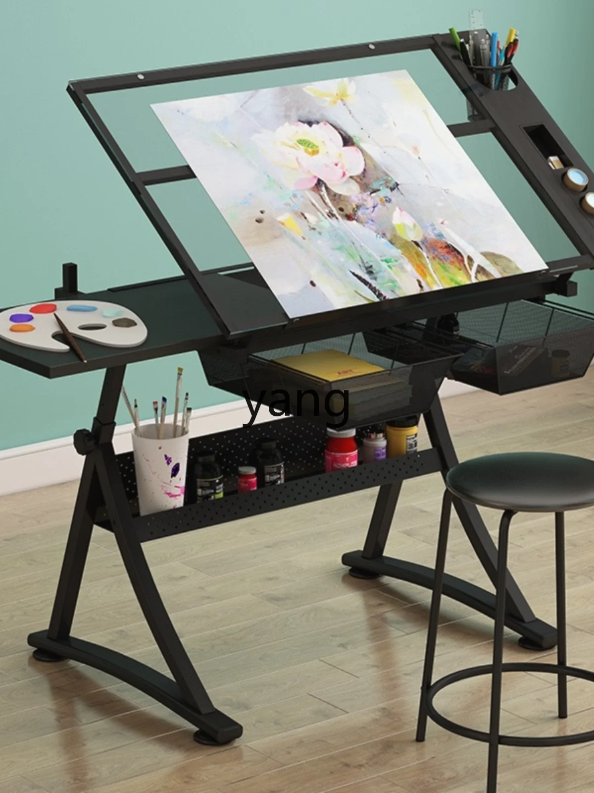 Yjq Glass Adjustable Adjustable Angle Painting Desk Art Painting Design Architect Workbench