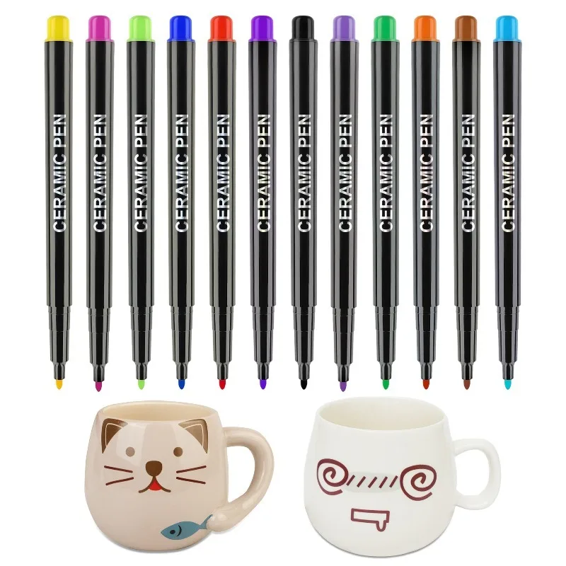 12 Colors/set Tableware Coloring for Children Pens Acrylic Marker Pen for Fabric Professional Colorfast Paint Marker MKB04
