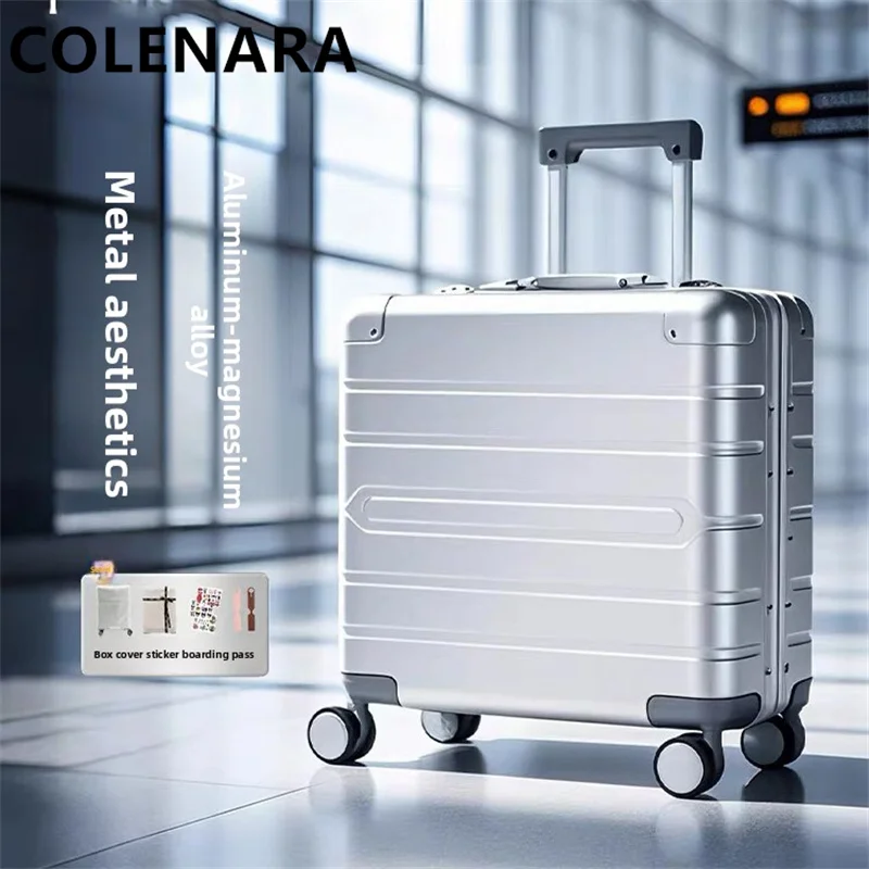 

Чемодан COLENARA 18 дюймов из алюминиево-магниевого сплава, мужской деловой чемодан-тележка на колесах, дорожная сумка